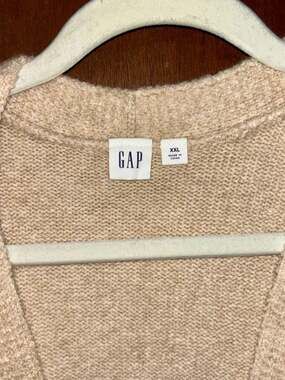 GAP Oatmeal Open-Front Longline Cardigan Sweater with Pockets Size XXL